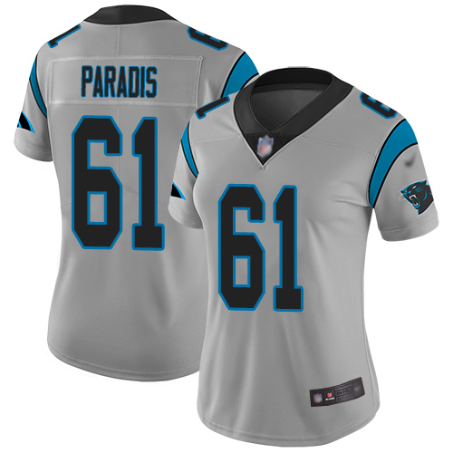 Carolina Panthers Limited Silver Women Matt Paradis Jersey NFL Football #61 Inverted Legend->women nfl jersey->Women Jersey